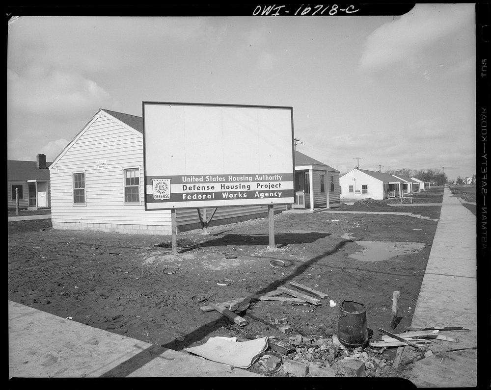Detroit, Michigan. U.S. Housing Authority signs at the Sojourner homes. Sourced from the Library of Congress.
