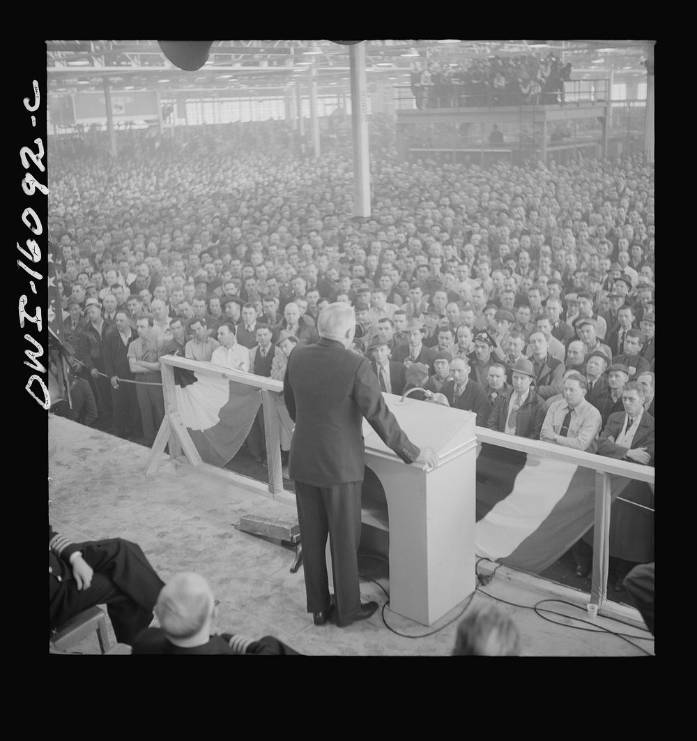 [Untitled photo, possibly related to: Detroit, Michigan. Ceremonies at the Hudson Naval ordnance plant on the occasion of…