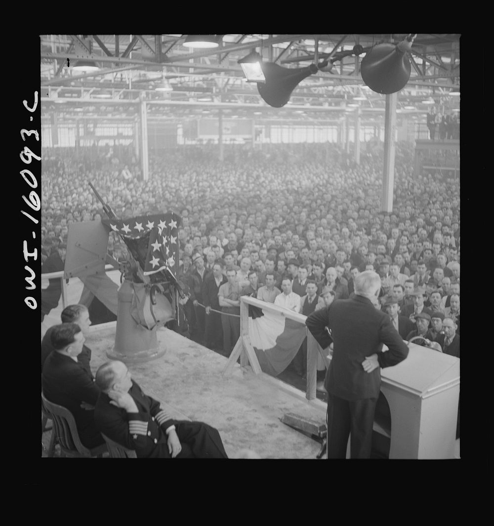 Detroit, Michigan. Ceremonies at the Hudson Naval ordnance plant on the occasion of the Navy "E" award. Sourced from the…