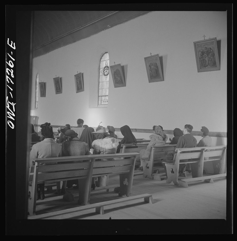 [Untitled photo, possibly related to: Penasco, Taos County, New Mexico. Mass in the village church]. Sourced from the…