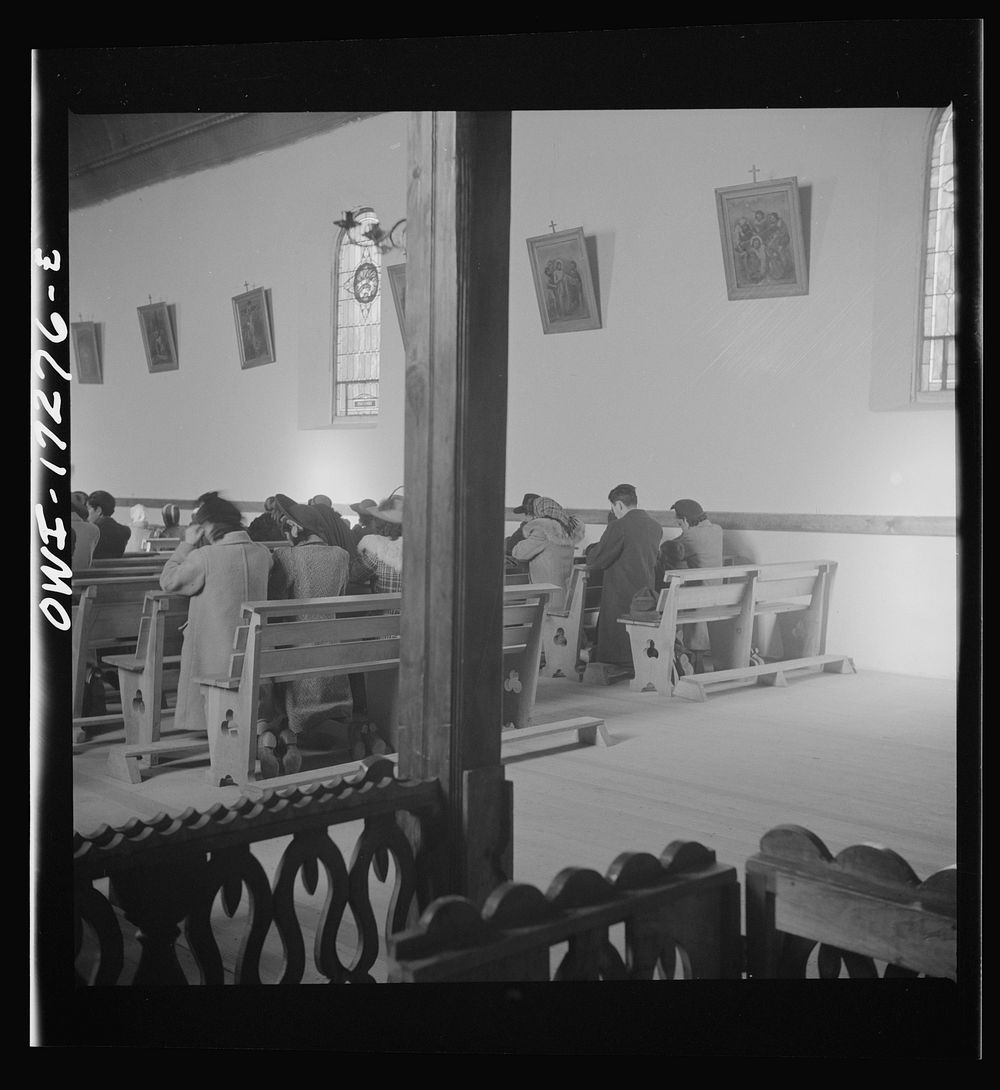 Penasco, Taos County, New Mexico. Mass in the village church. Sourced from the Library of Congress.