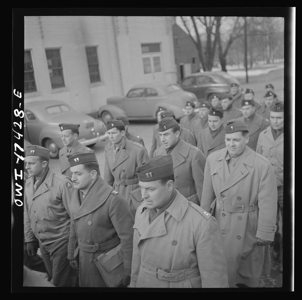 [Untitled photo, possibly related to: Carlisle, Pennsylvania. U.S. Army medical field service school. Army doctors walking…