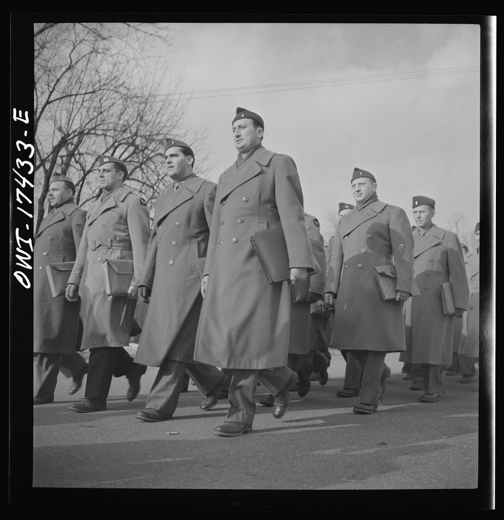 Carlisle, Pennsylvania. U.S. Army medical field service school. Army doctors walking to classes after lunch. These doctors…