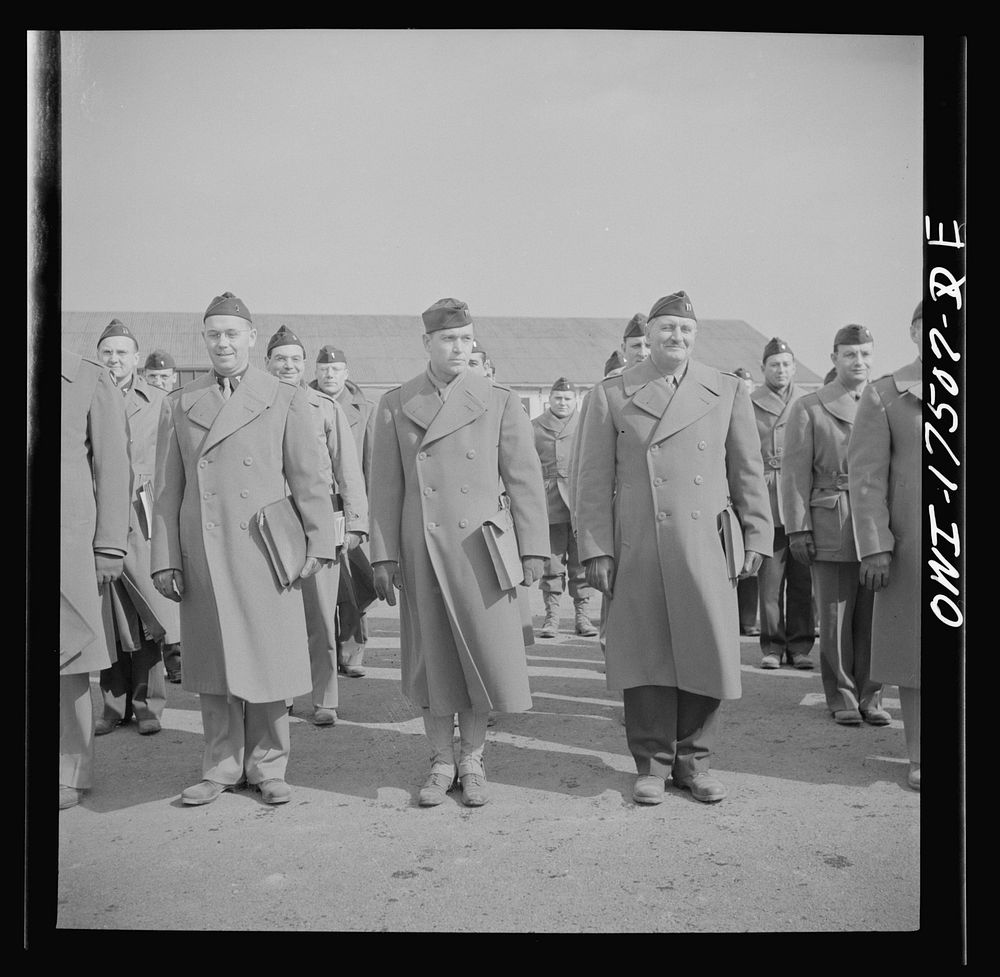 [Untitled photo, possibly related to: Carlisle, Pennsylvania. U.S. Army medical field service school. Army doctors lined up…