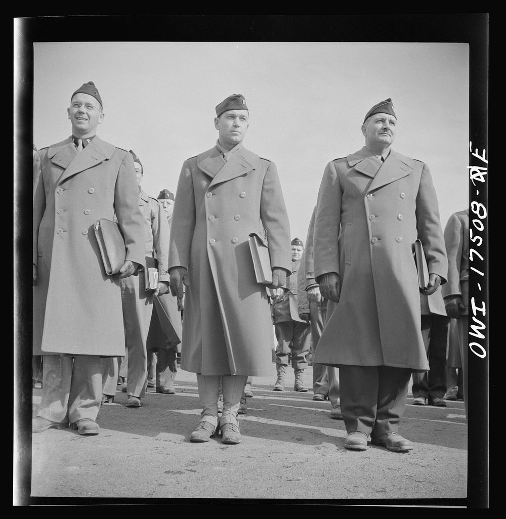 Carlisle, Pennsylvania. U.S. Army medical field service school. Army doctors lined up to march to classes after a drill.…