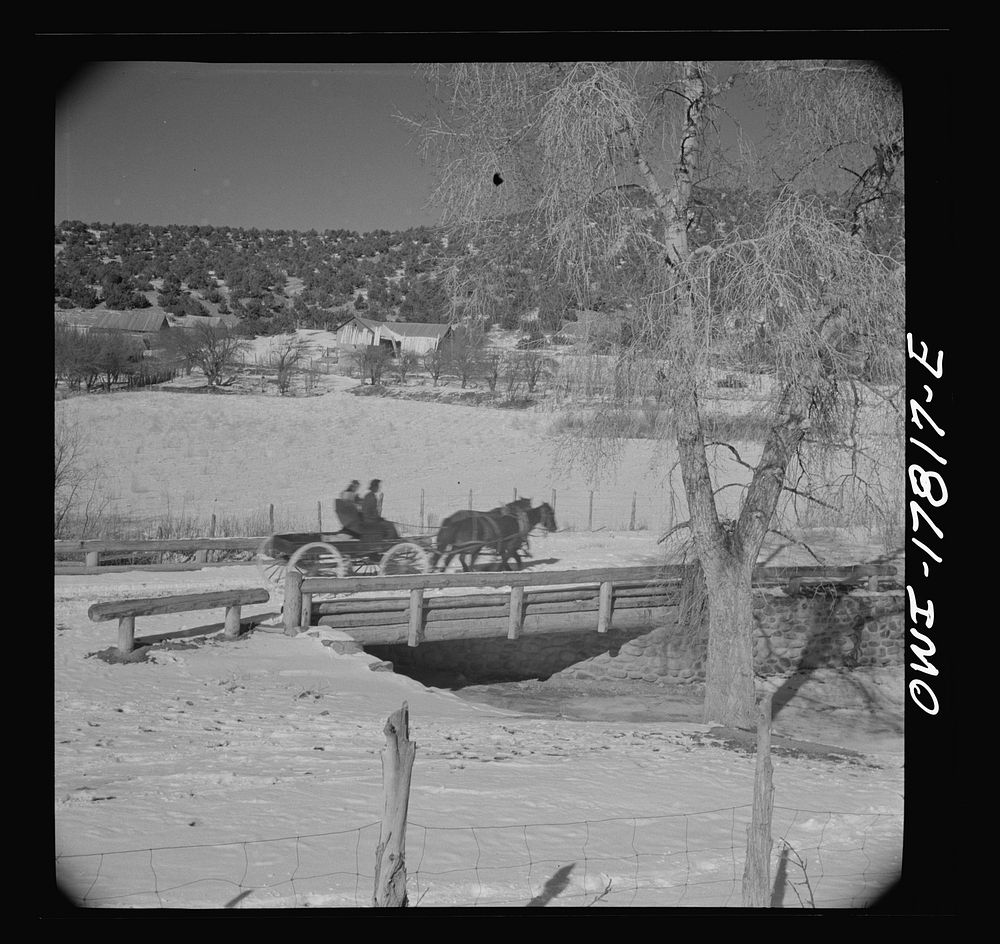 [Untitled photo, possibly related to: Trampas, Taos County, New Mexico. A Spanish-American village in the foothills of the…