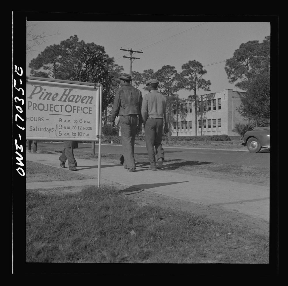 Daytona Beach, Florida. School for es across the street from low rent housing project. Sourced from the Library of Congress.