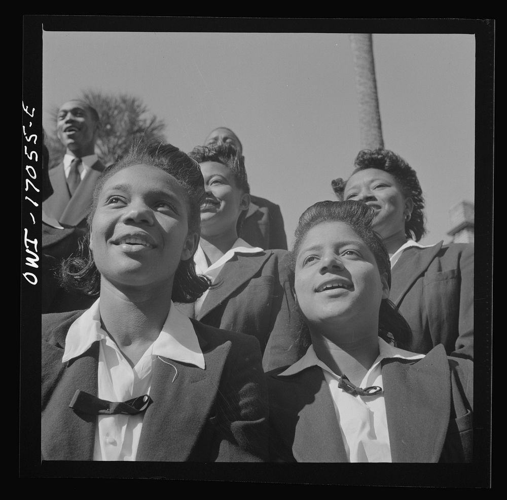 Daytona Beach, Florida. Bethune-Cookman College. Student choir singing on the campus. Sourced from the Library of Congress.