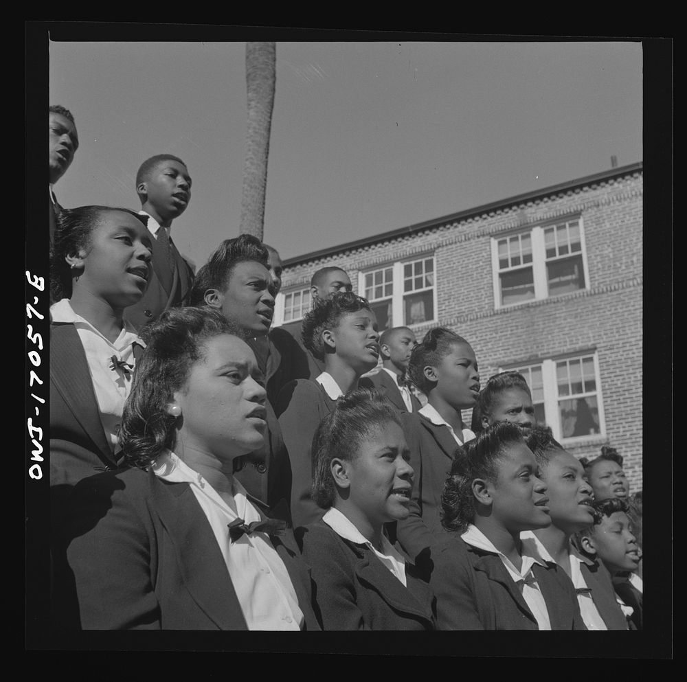 Daytona Beach, Florida. Bethune-Cookman College. Student choir singing on the campus. Sourced from the Library of Congress.
