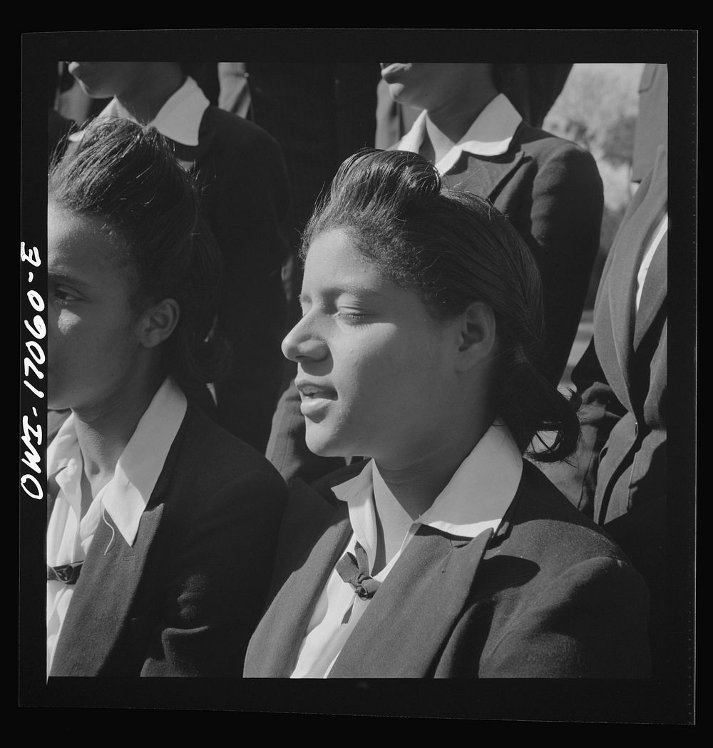 [Untitled photo, possibly related to: Daytona Beach, Florida. Bethune-Cookman College. Student choir singing on the campus].…