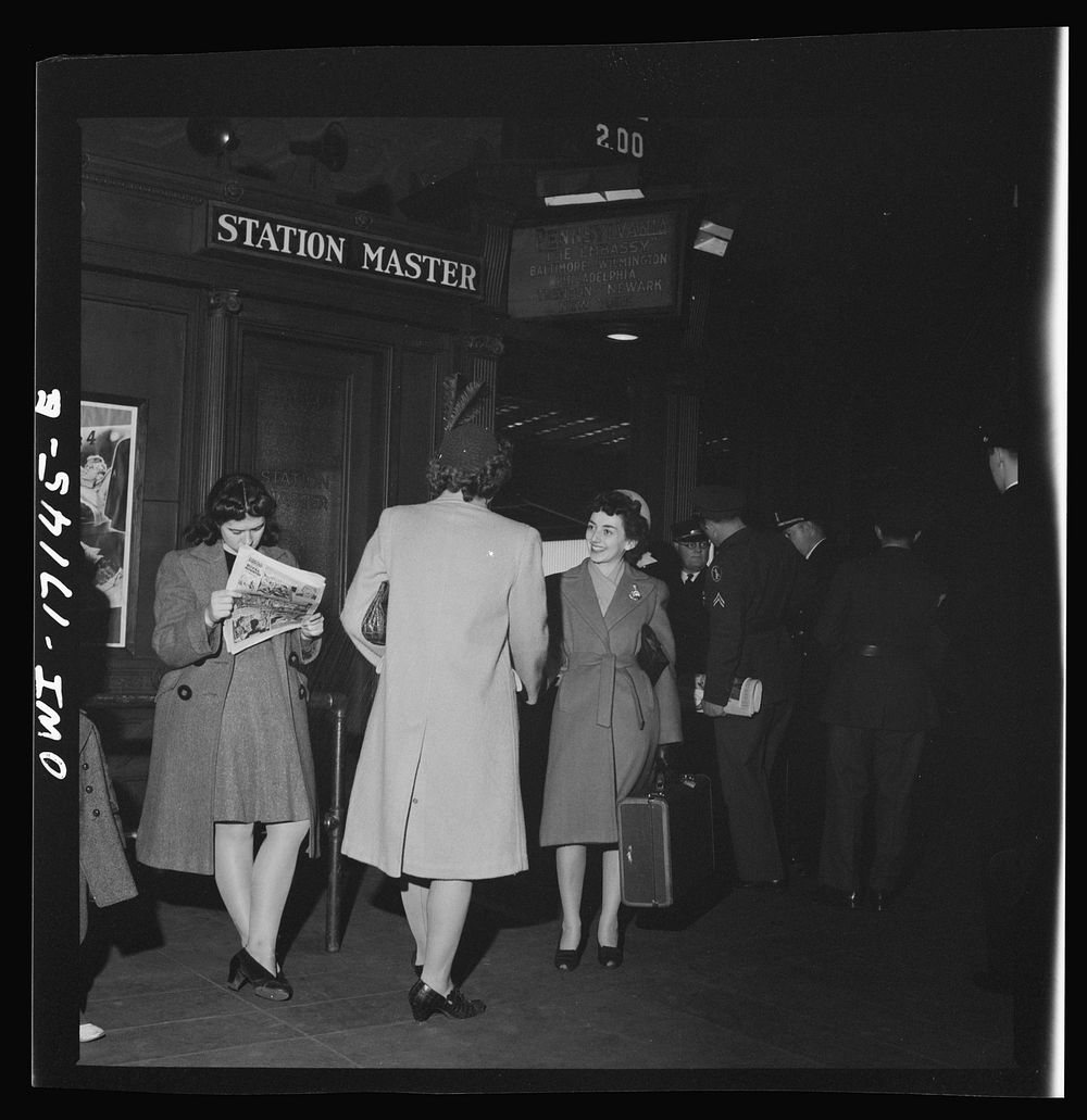 [Untitled photo, possibly related to: Wahington, D.C. Mrs. St. Ayr greeting a new girl employee of the U.S. government at…