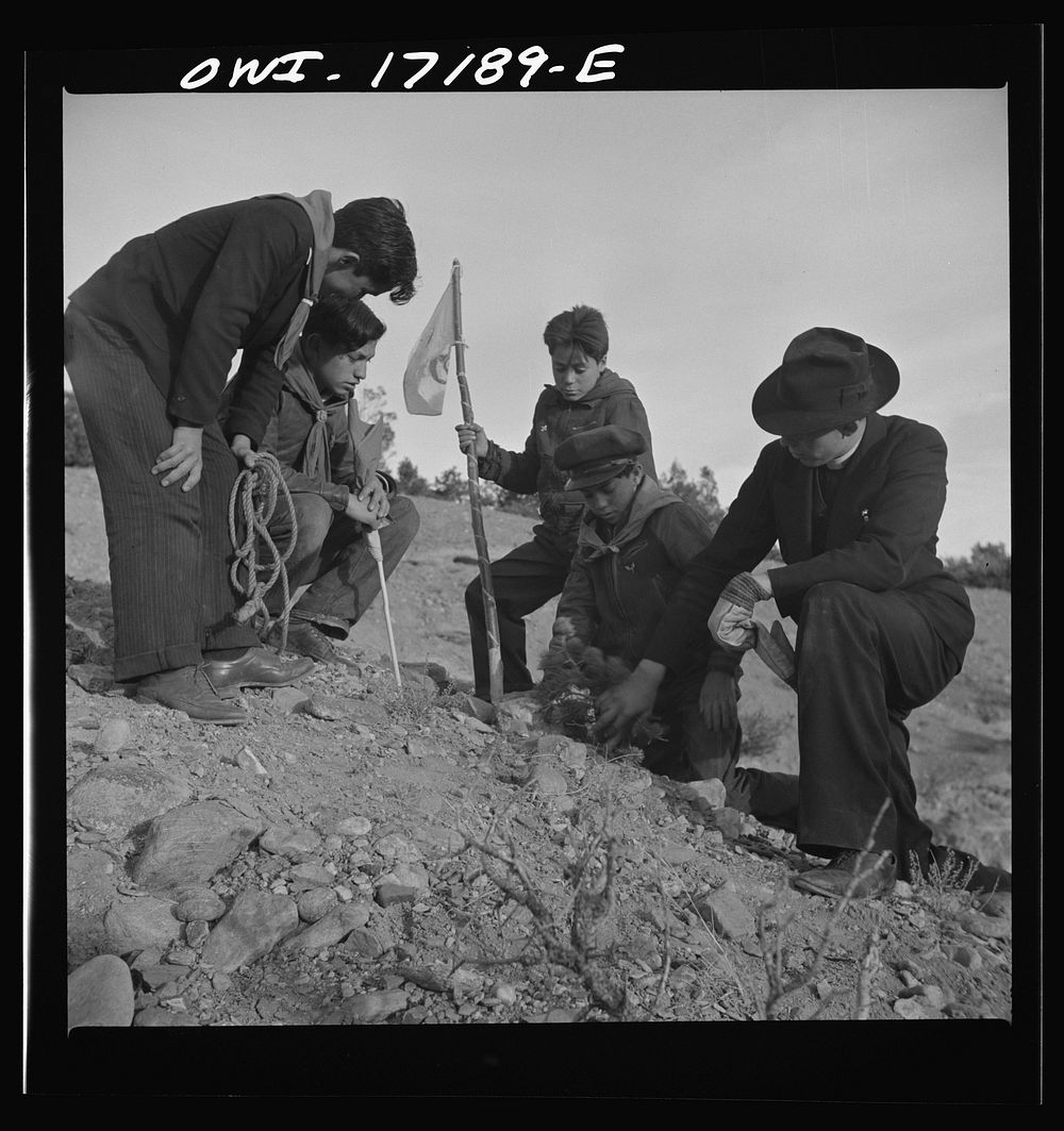 [Untitled photo, possibly related to: Taos County, New Mexico. Father Cassidy, the Catholic priest of the parish of Penasco…