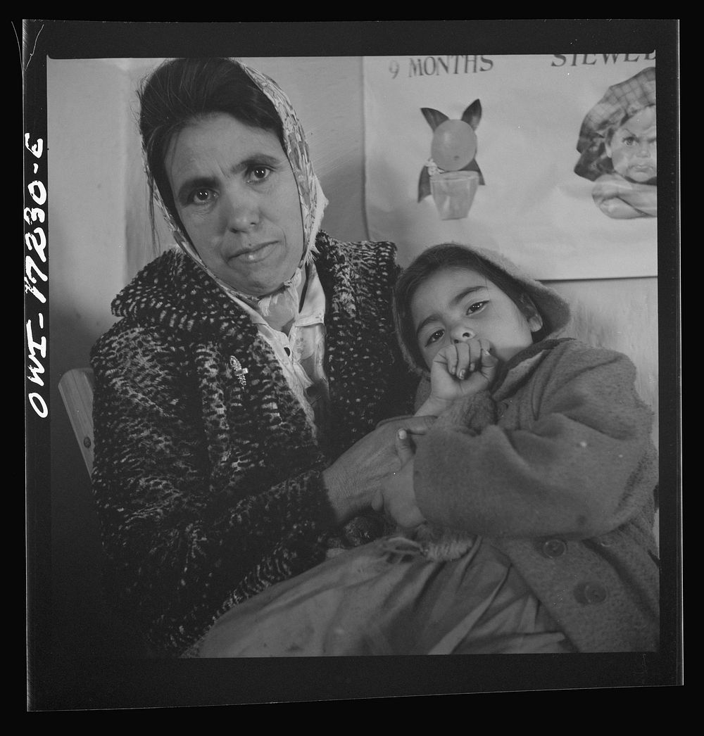 Penasco, Taos County, New Mexico. A Spanish-American mother at the clinic. Sourced from the Library of Congress.