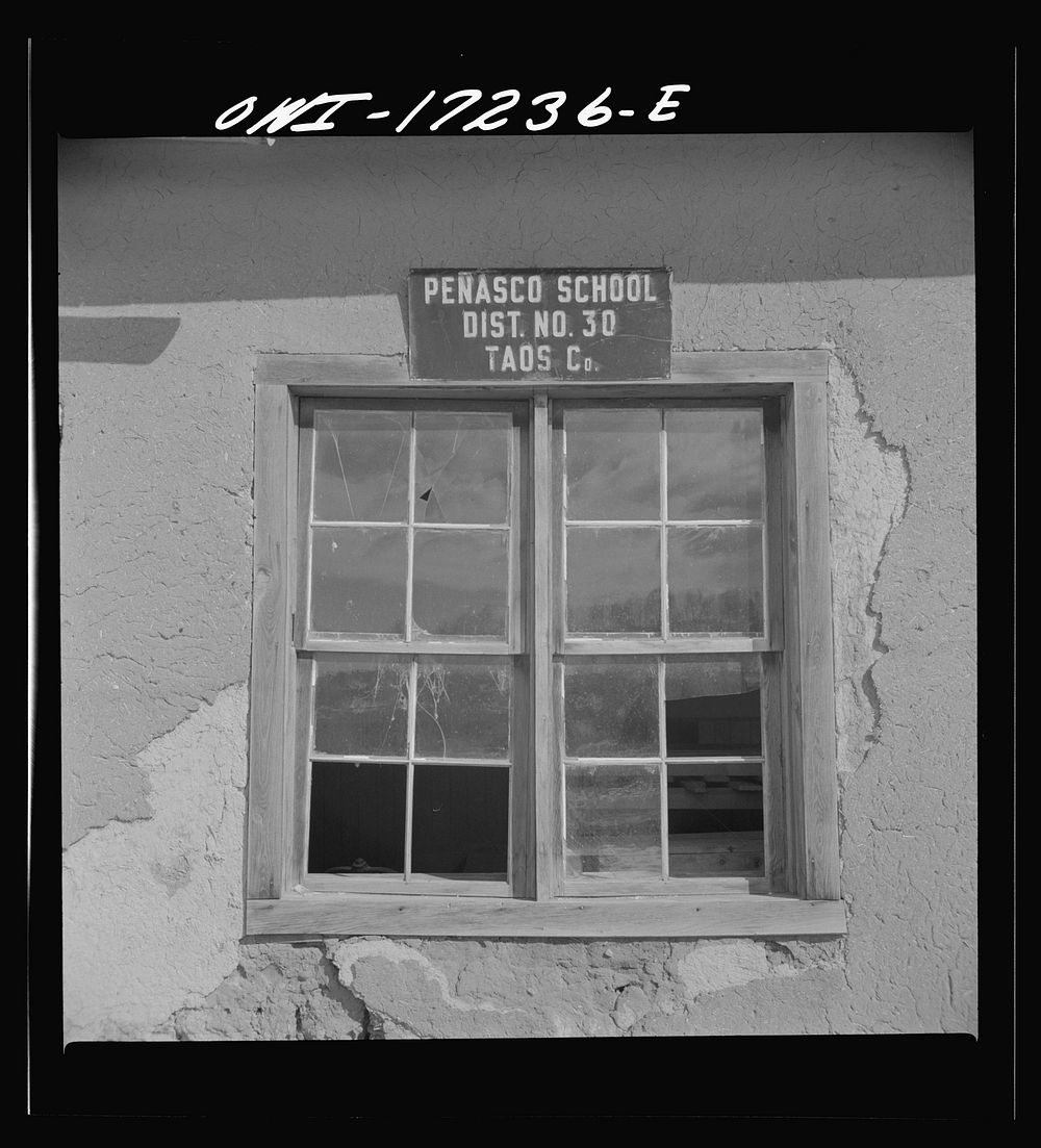 Penasco, Taos County, New Mexico. Former grade and high school, which is now deserted for larger quarters. Sourced from the…