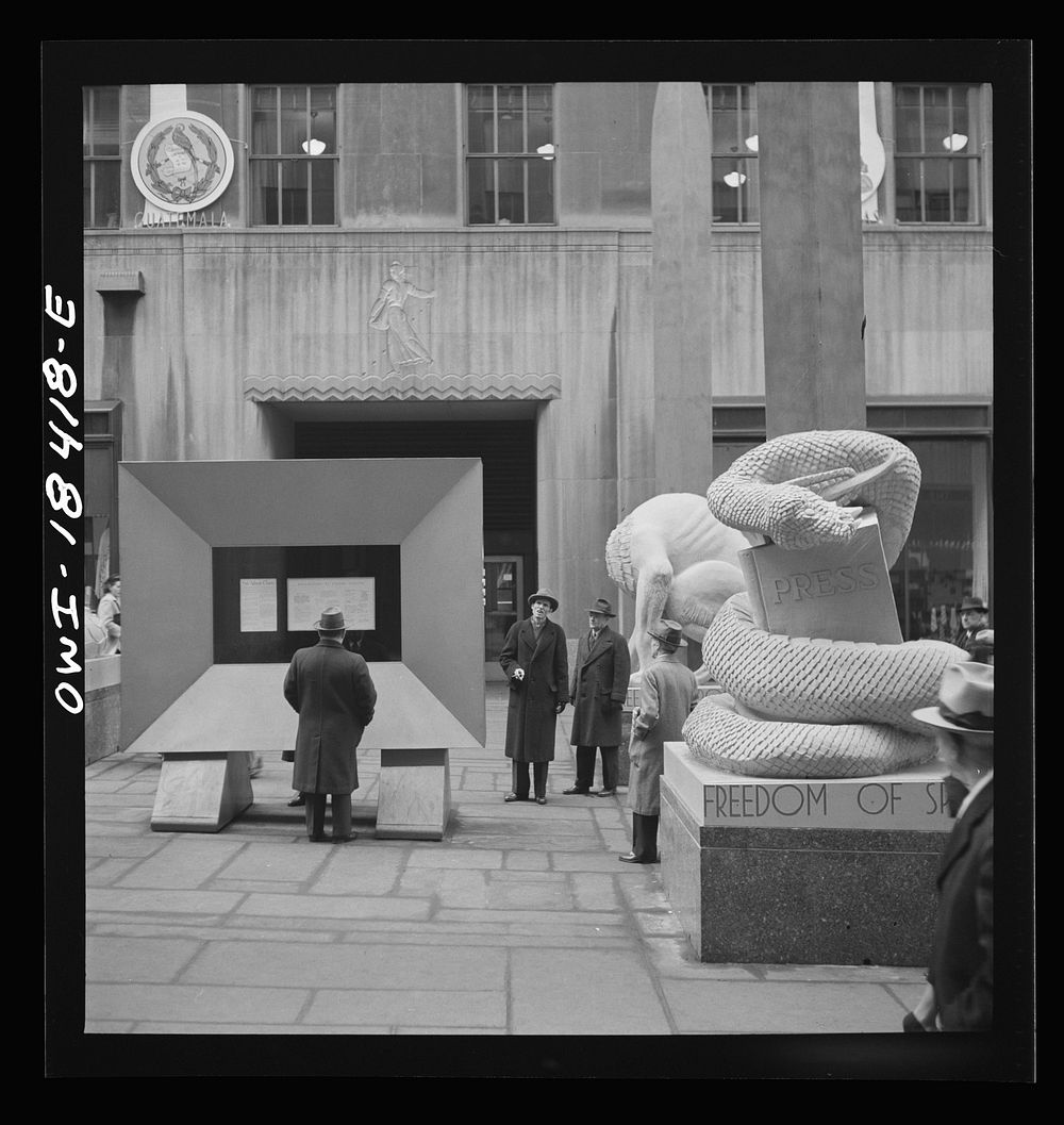 New York, New York. "United Nations" exhibition of photographs presented by the United States Office of War Information…