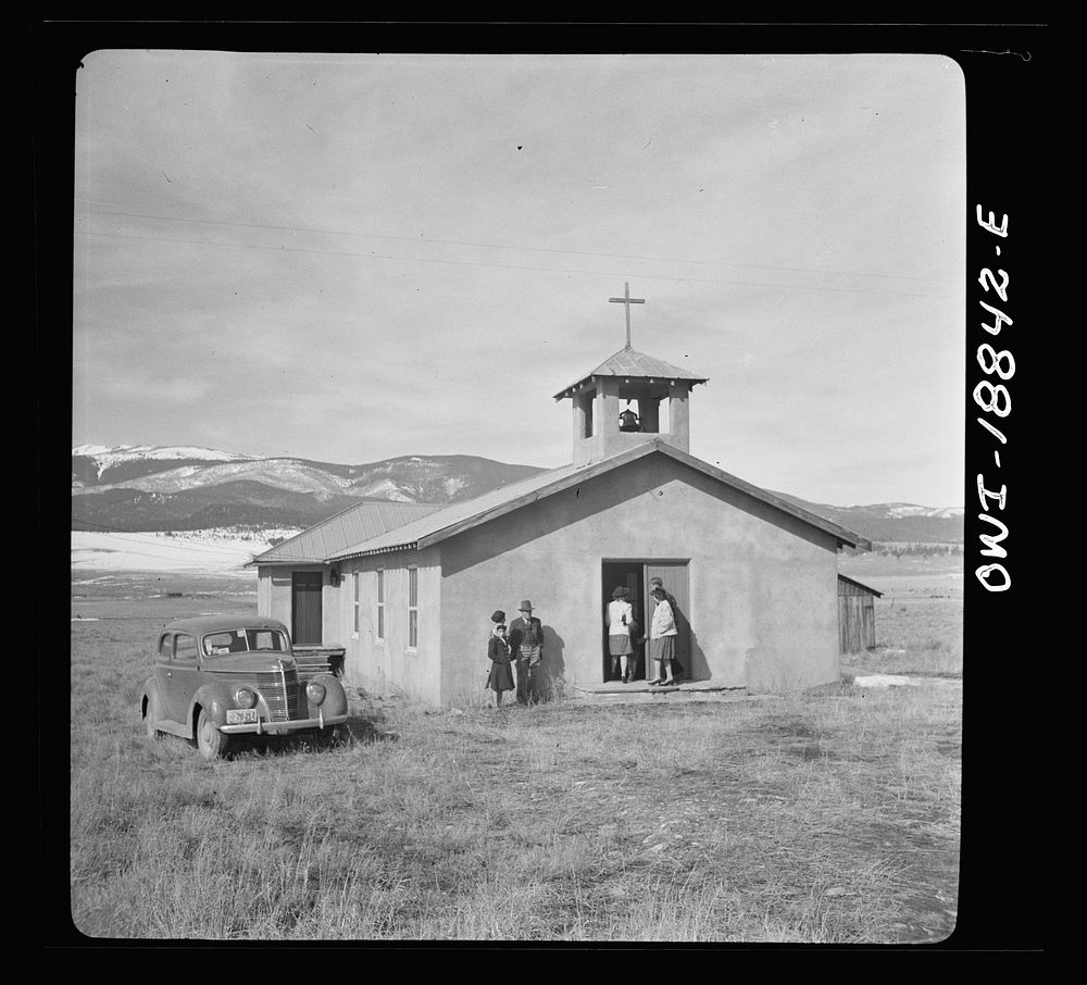 Eagle Nest, New Mexico. A Catholic church. Sourced from the Library of Congress.
