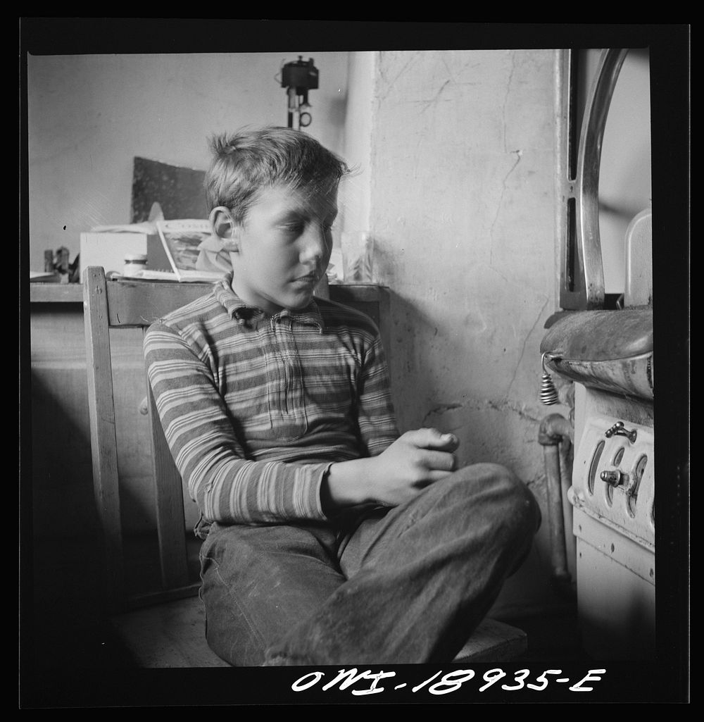 [Untitled photo, possibly related to: Moreno Valley, Colfax County, New Mexico. One of the Mutz boys on the cattle ranch in…
