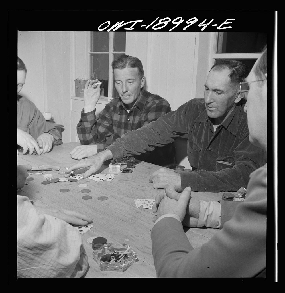 Moreno Valley, Colfax County, New Mexico. A poker party at George Turner's ranch. Sourced from the Library of Congress.