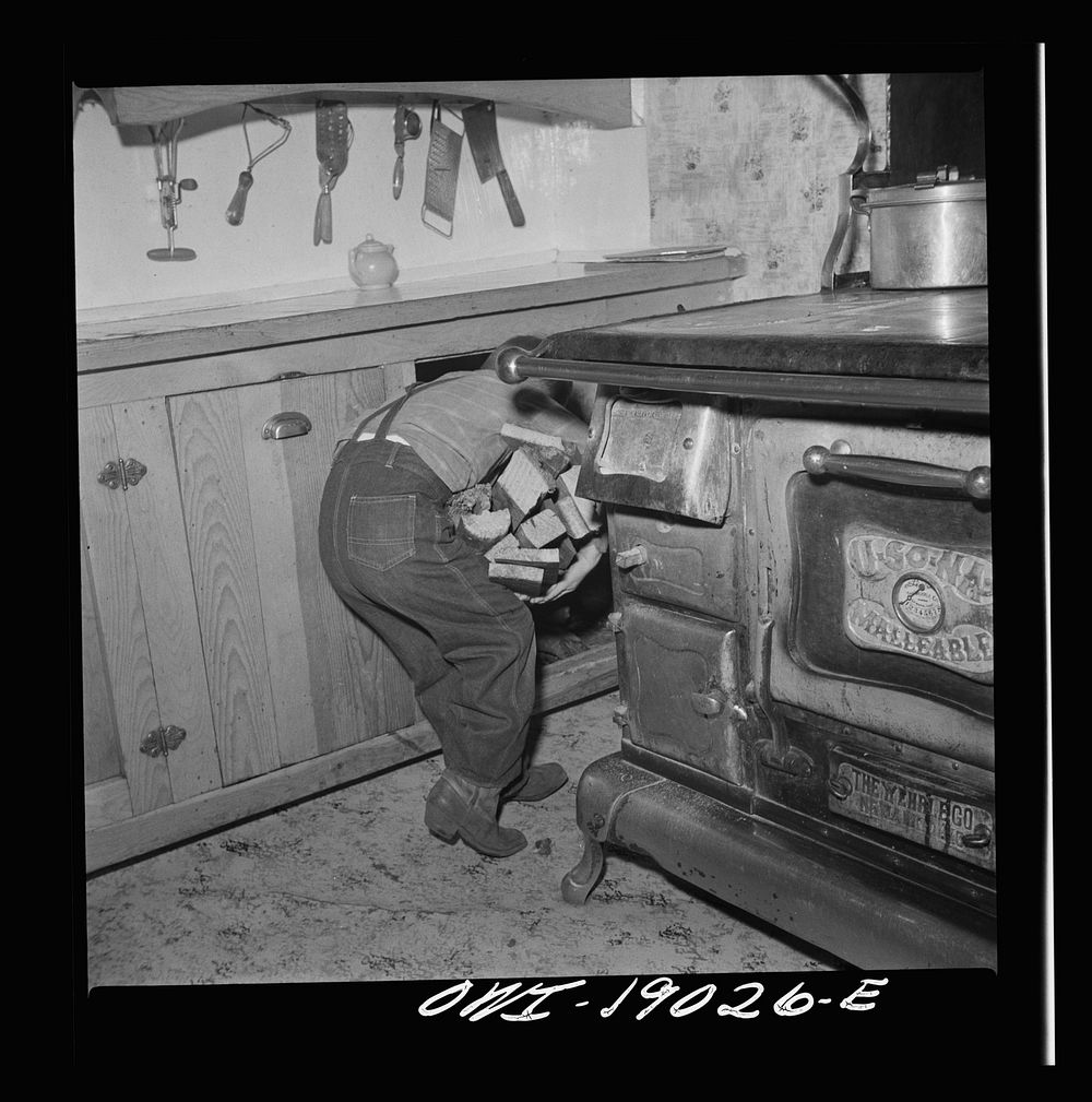 [Untitled photo, possibly related to: Moreno Valley, Colfax County, New Mexico. William Heck's son doing his ranch chores].…