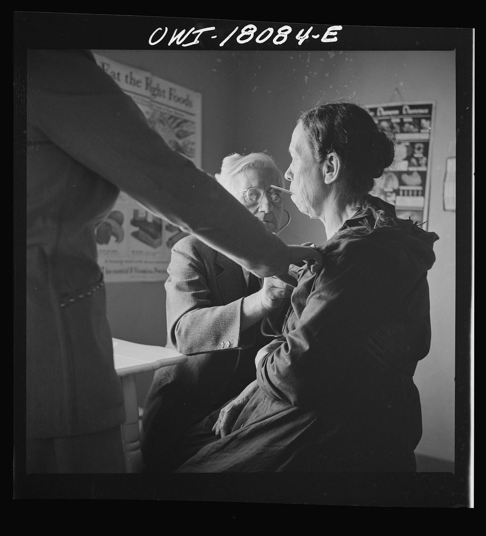 Questa, New Mexico. Examination in the clinic operated by the Taos County cooperative health association. Sourced from the…