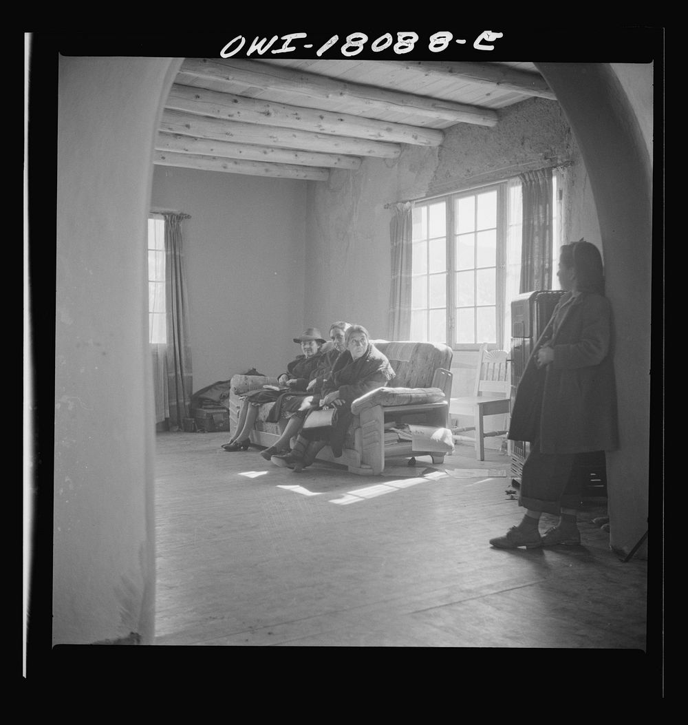 Questa, New Mexico. The waiting room of the clinic operated by the Taos County cooperative health association. Sourced from…
