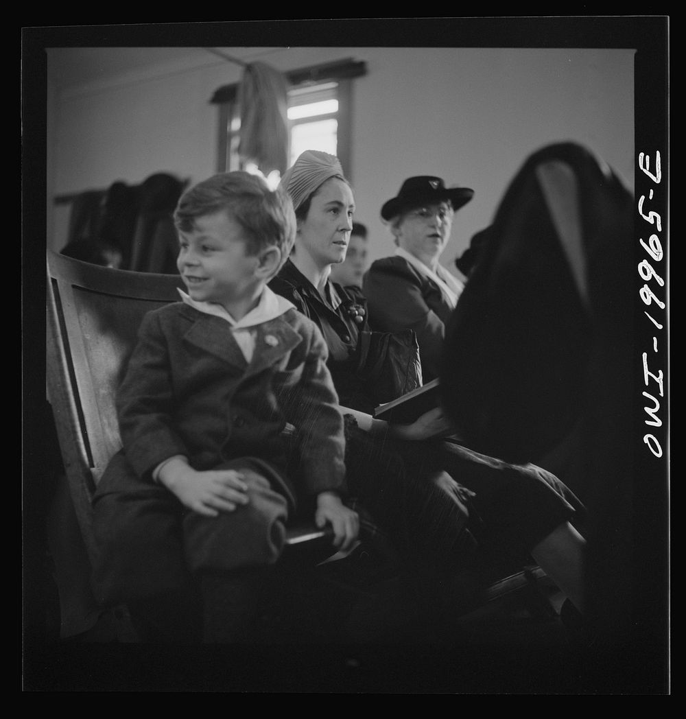 [Untitled photo, possibly related to: Washington, D.C. Members of the congregation during the sermon at the First Wesleyan…