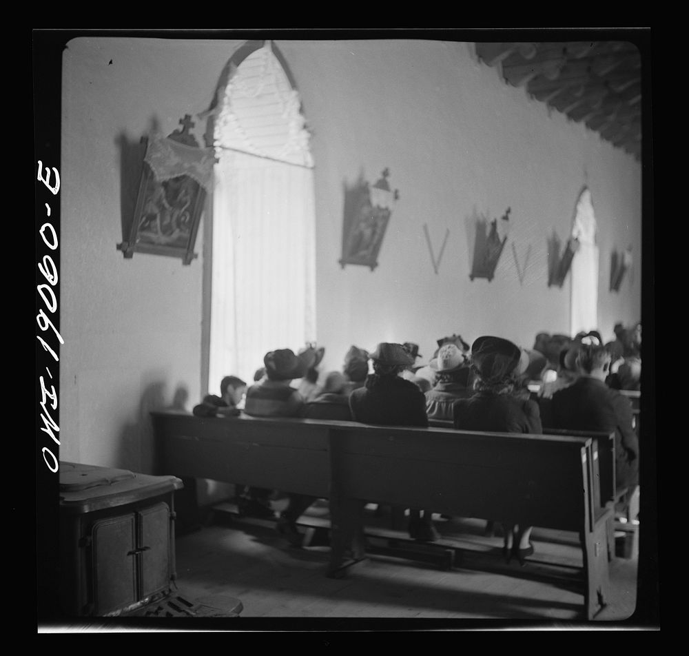 [Untitled photo, possibly related to: Questa, Taos County, New Mexico. Mass]. Sourced from the Library of Congress.