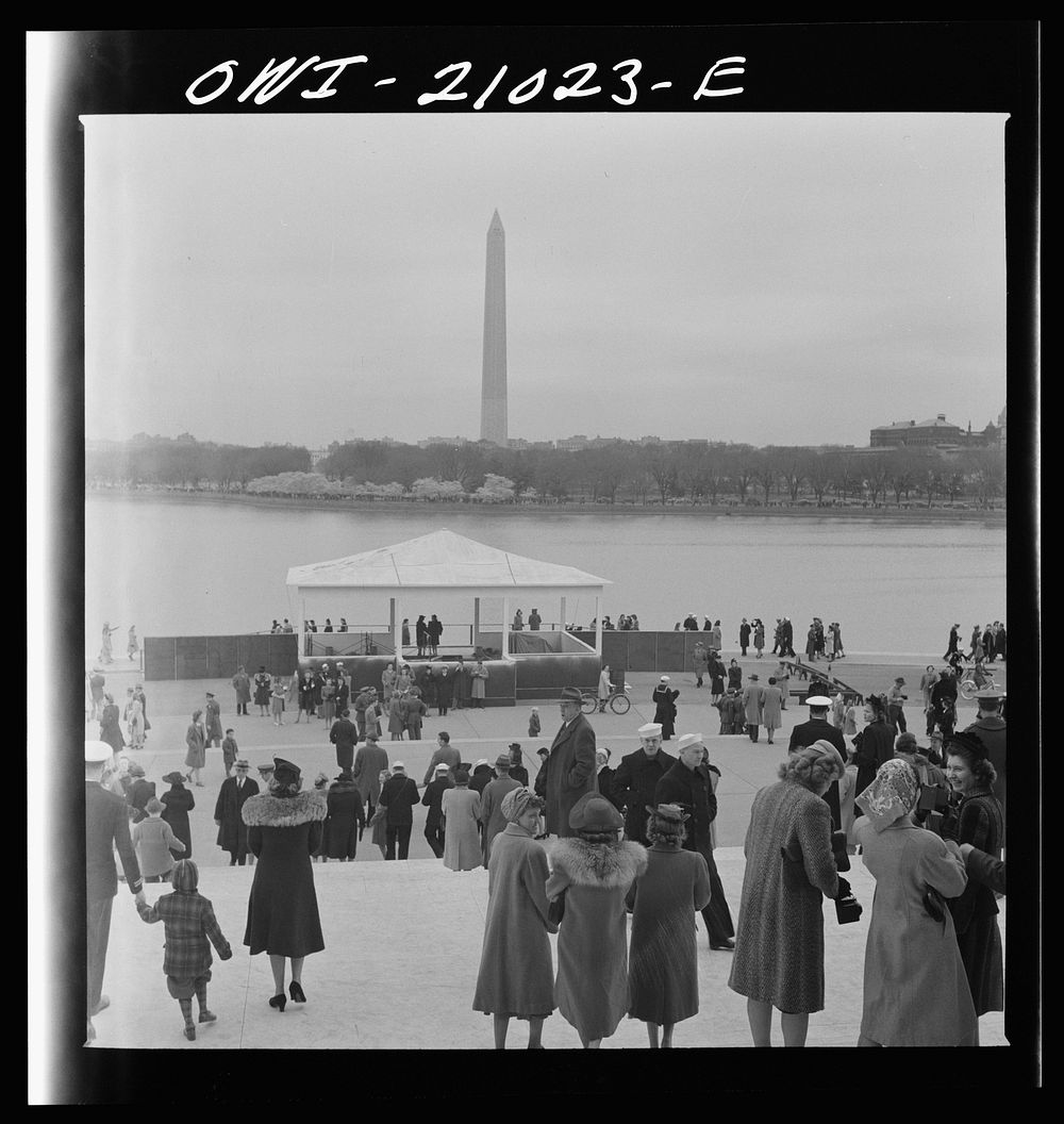Washington, D.C. Looking across the Tidal Basin from the steps of the Jefferson Memorial. Sourced from the Library of…
