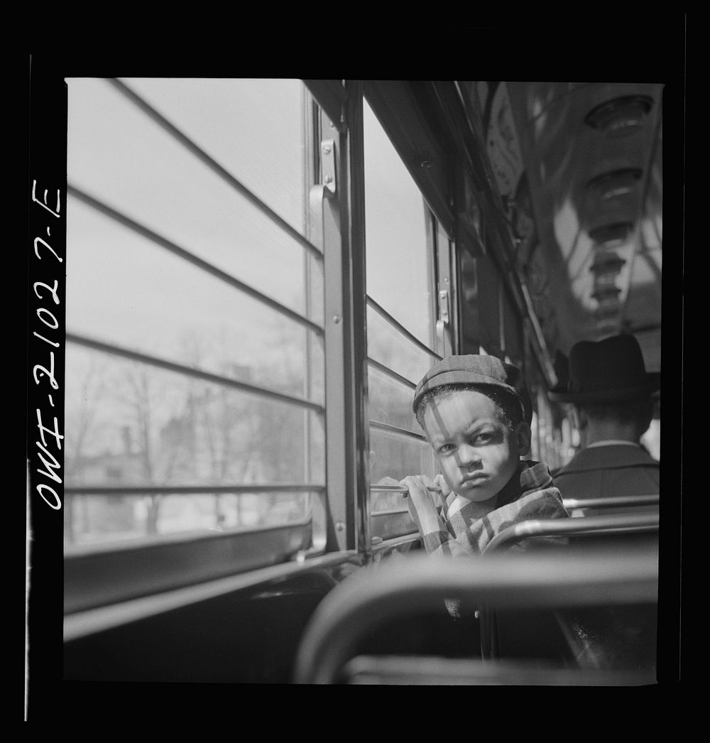 Washington, D.C. Little boy riding on a streetcar. Sourced from the Library of Congress.