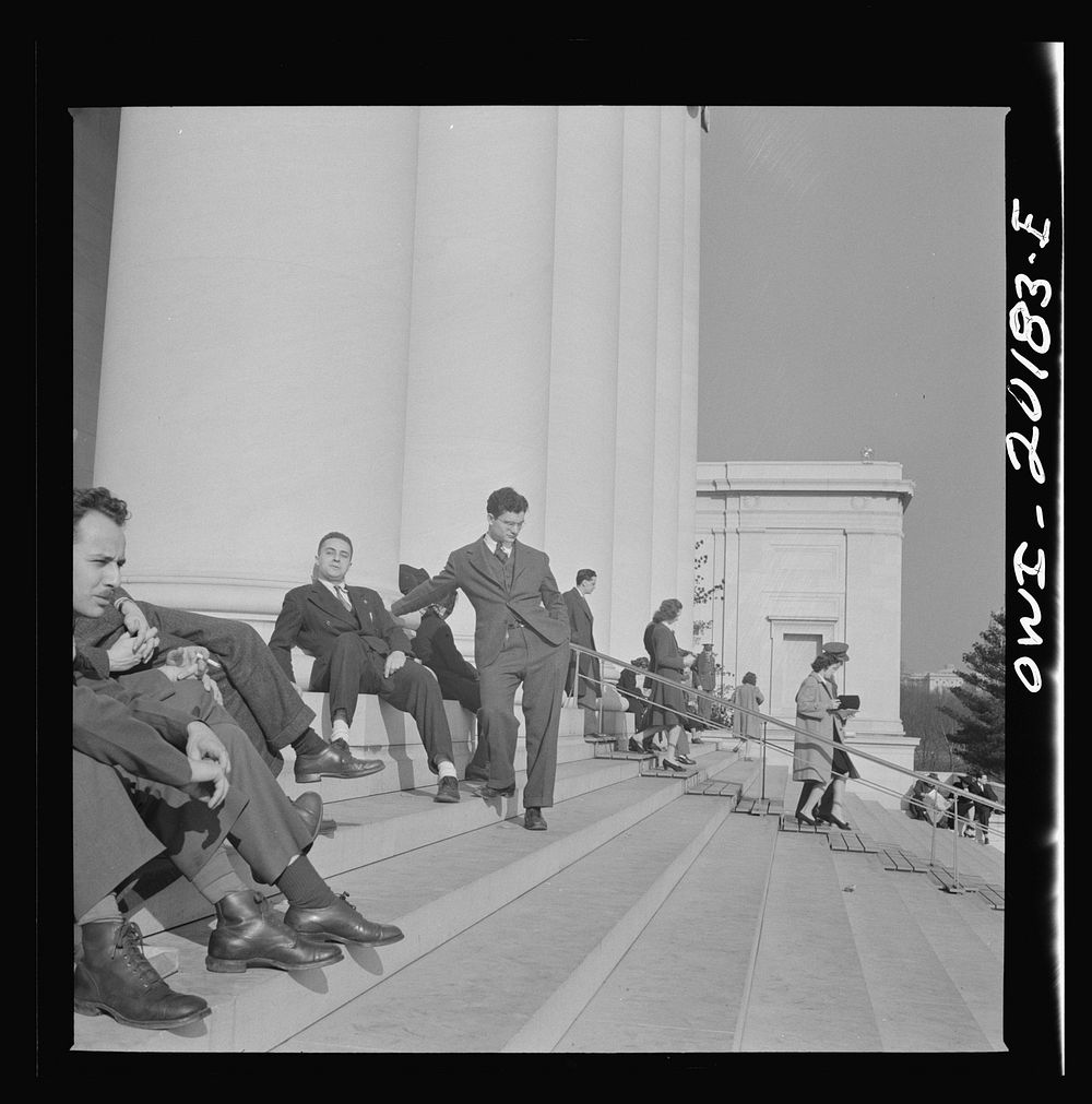 [Untitled photo, possibly related to:Washington, D.C. Steps of the National Gallery of Art]. Sourced from the Library of…