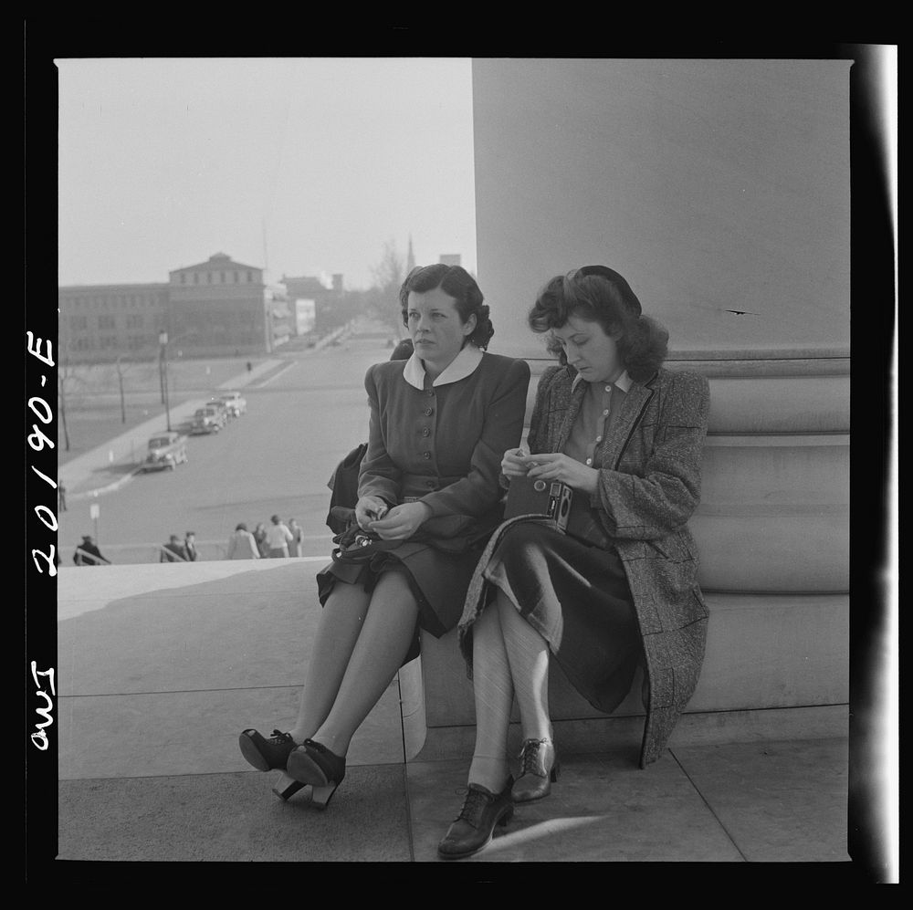 Washington, D.C. Sitting on the steps of the National Gallery of Art on a Sunday afternoon. Sourced from the Library of…