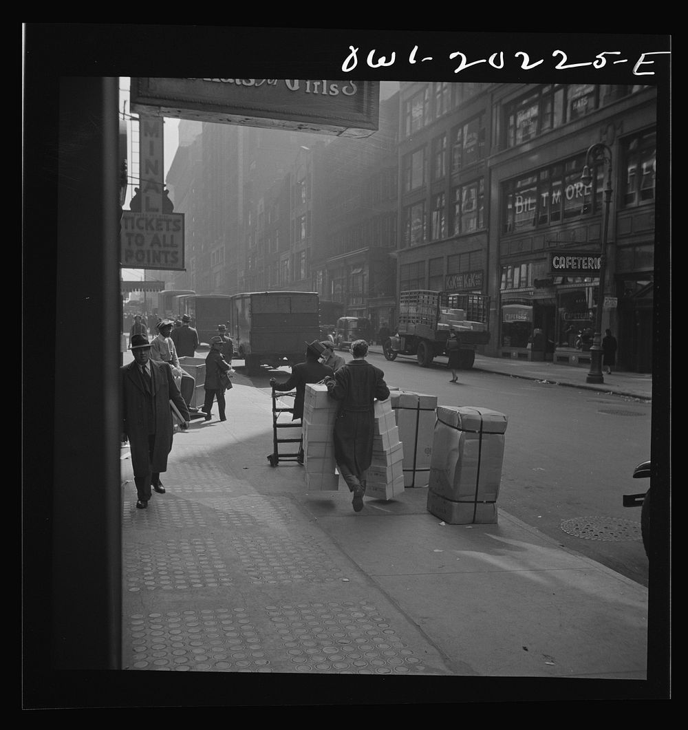 New York, New York. Loading trucks in the garment district. Sourced from the Library of Congress.