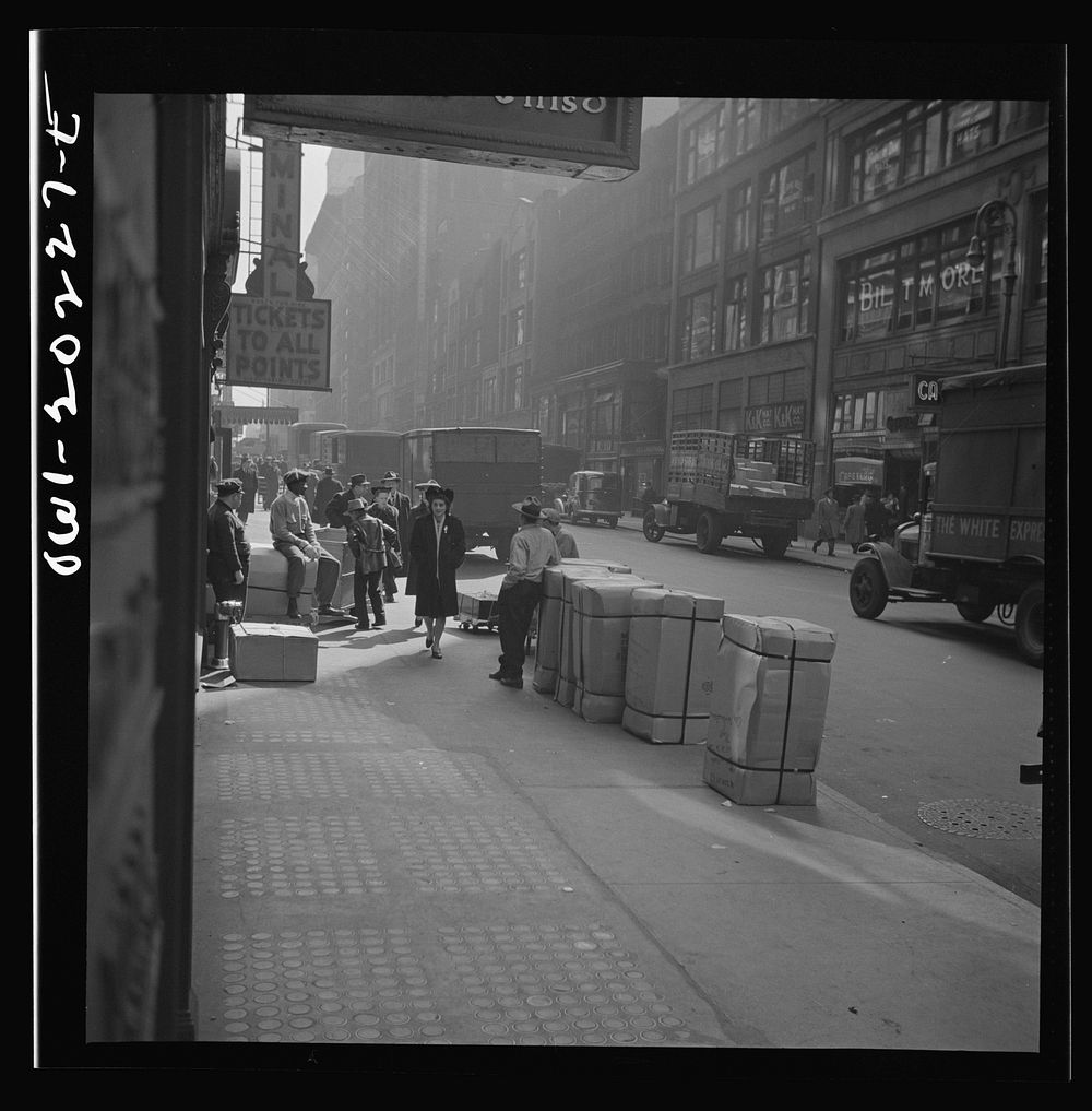 New York, New York. Loading trucks in the garment district. Sourced from the Library of Congress.