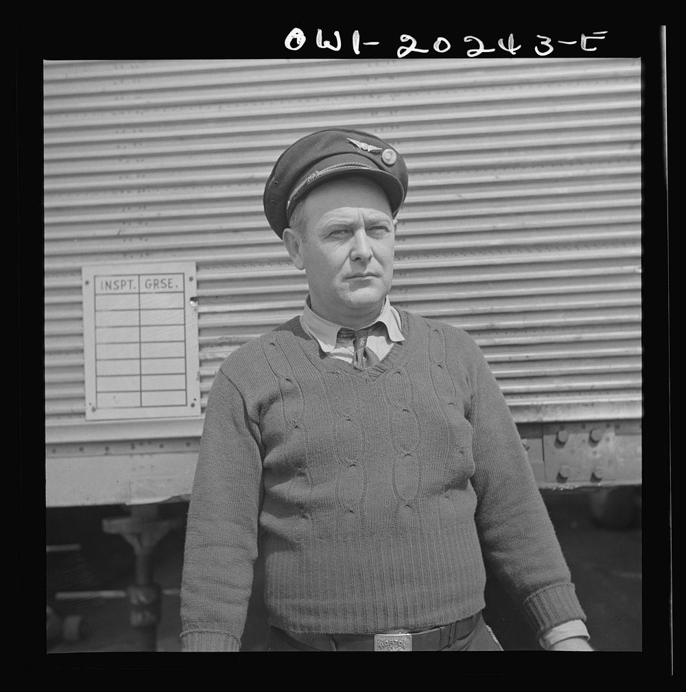 [Untitled photo, possibly related to: Baltimore, Maryland. A truck driver at the Associated Transport terminal]. Sourced…