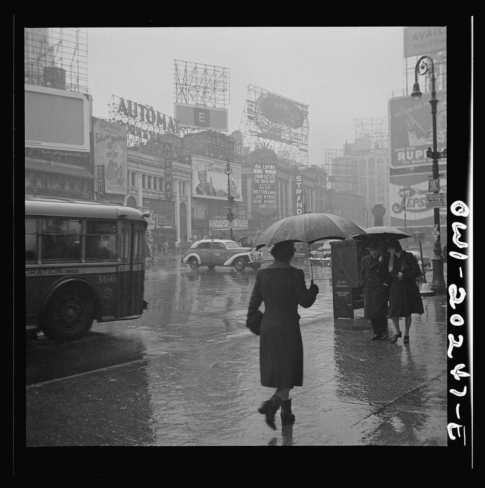 New York, New York. Times Square on a rainy day. Sourced from the Library of Congress.