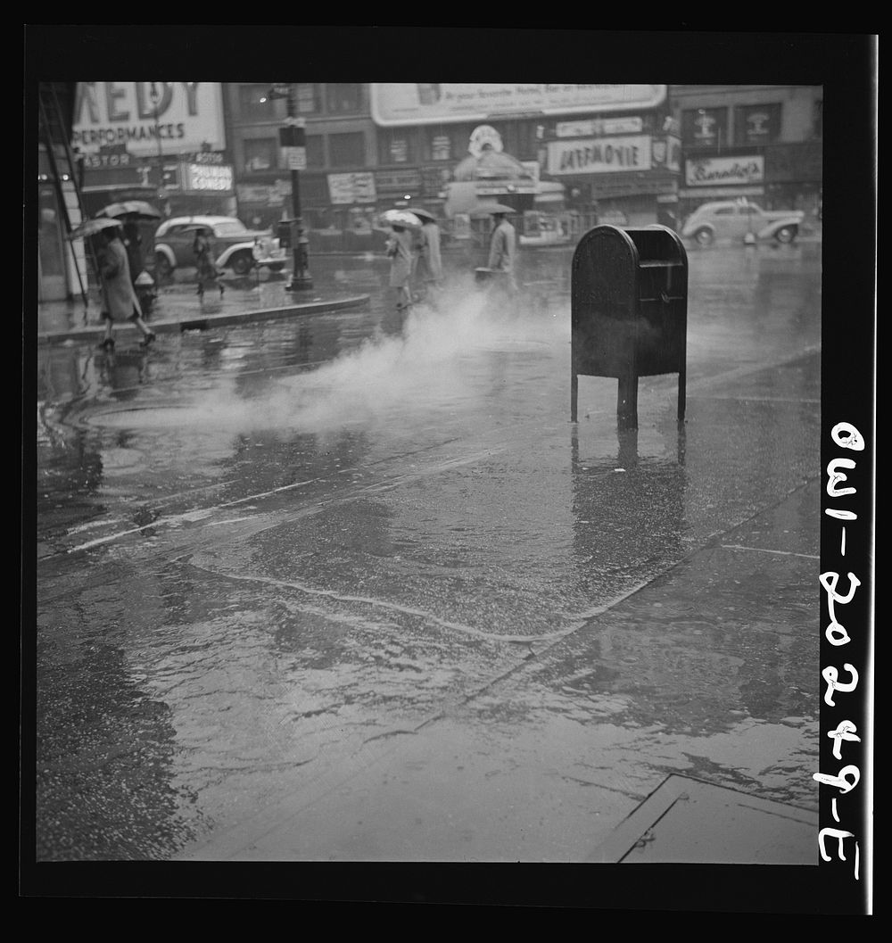 [Untitled photo, possibly related to: New York, New York. Steam rising from the pavement on a rainy day]. Sourced from the…