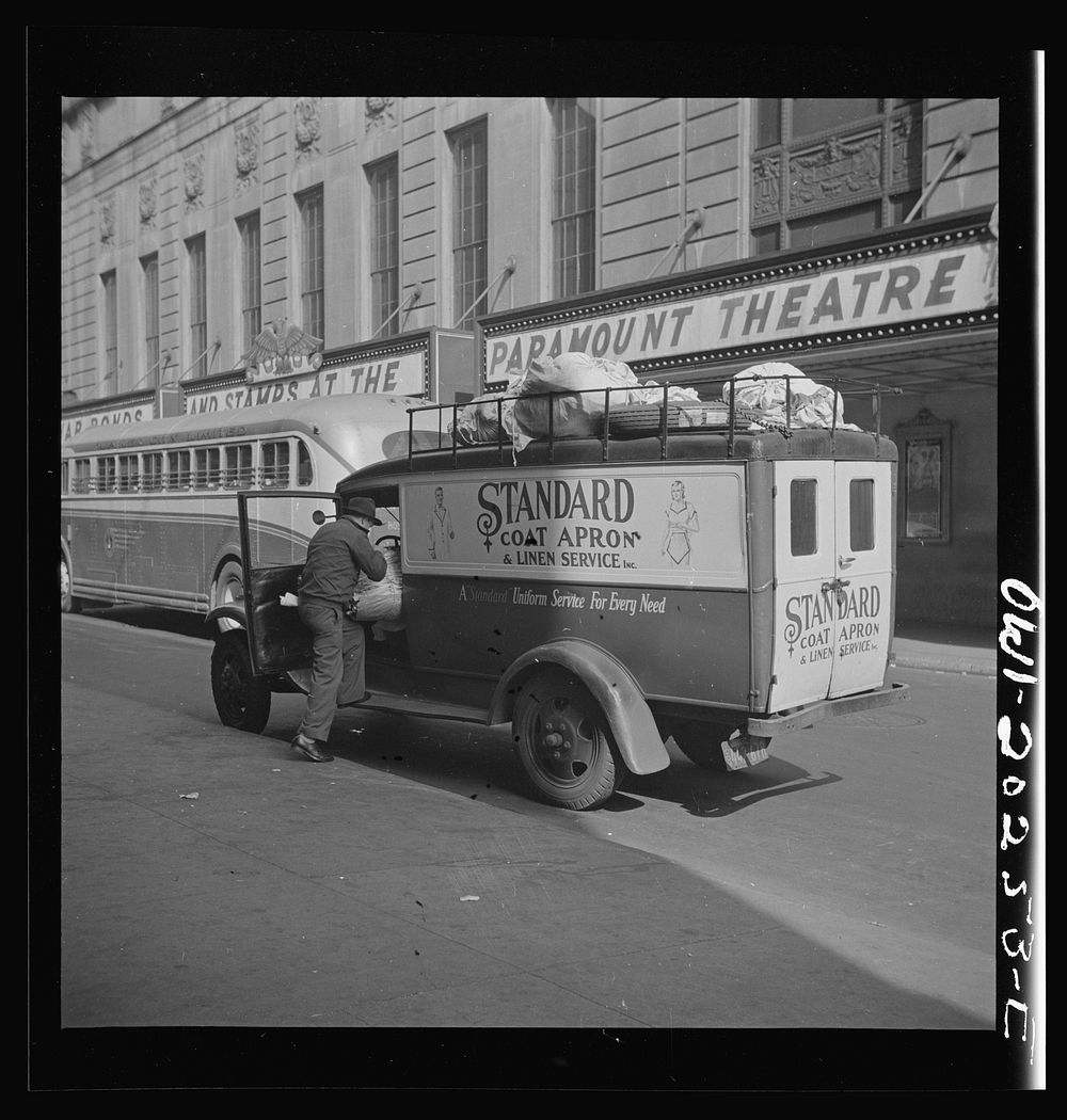New York, New York. A linen supply truck on Forty-fourth Street. Sourced from the Library of Congress.