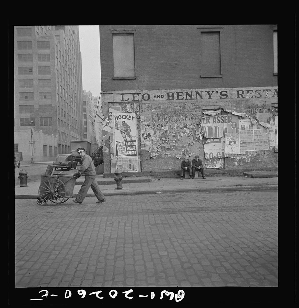 New York, New York. A street cleaner on Washington Street. Sourced from the Library of Congress.