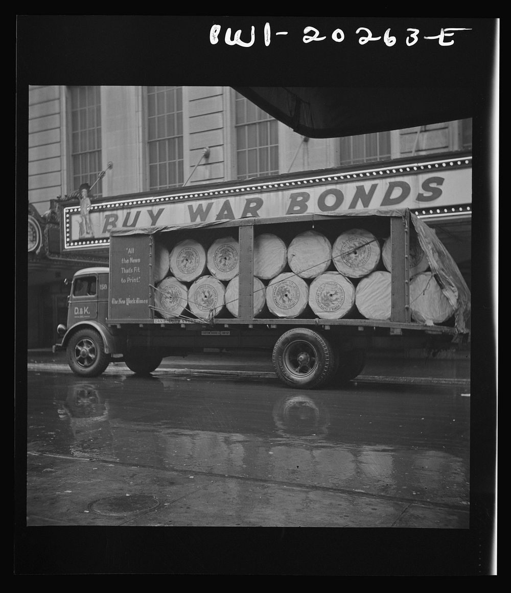New York, New York. A truckload of newsprint for the New York Times. Sourced from the Library of Congress.