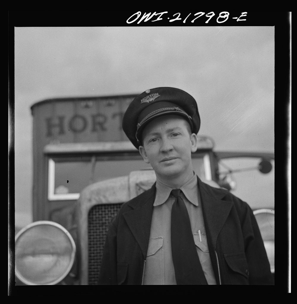 [Untitled photo, possibly related to: Greenville, South Carolina. Earl Callam in the terminal ready to take his truck to…