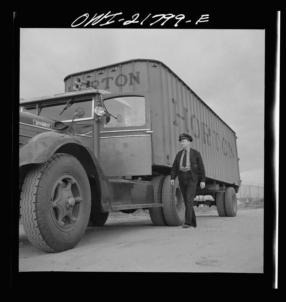 Greenville, South Carolina. Earl Callam in the terminal ready to take his truck to Atlanta. Sourced from the Library of…