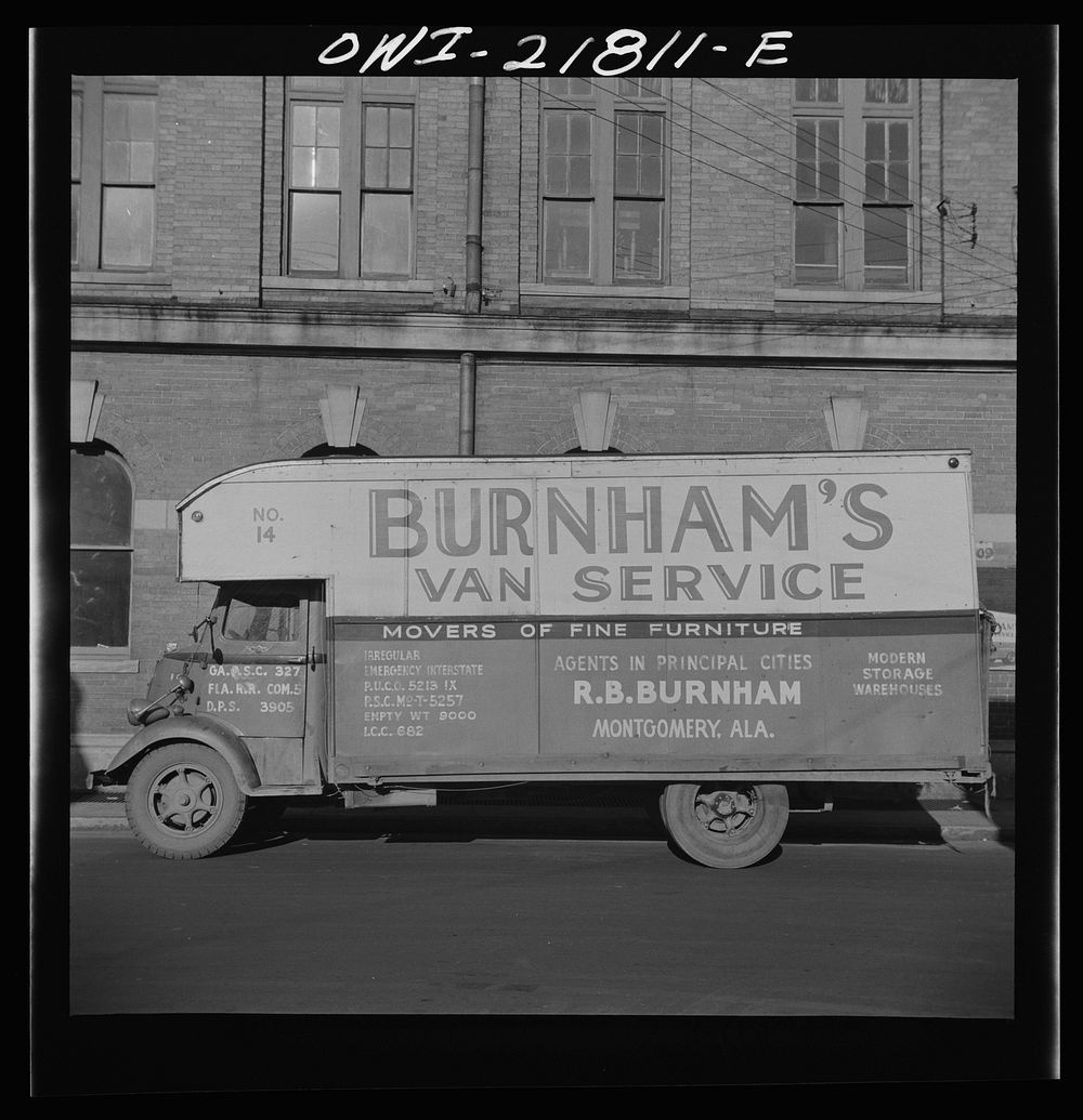 Montgomery, Alabama. Furniture moving truck. Sourced from the Library of Congress.