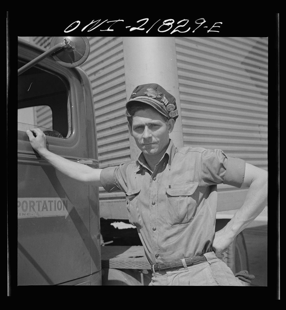 [Untitled photo, possibly related to: Montgomery, Alabama. Local delivery truck driver]. Sourced from the Library of…