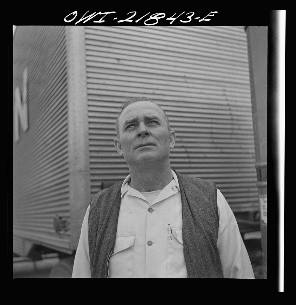 [Untitled photo, possibly related to: Charlotte, North Carolina. Pete Burns, truck driver for the Associated Transport…