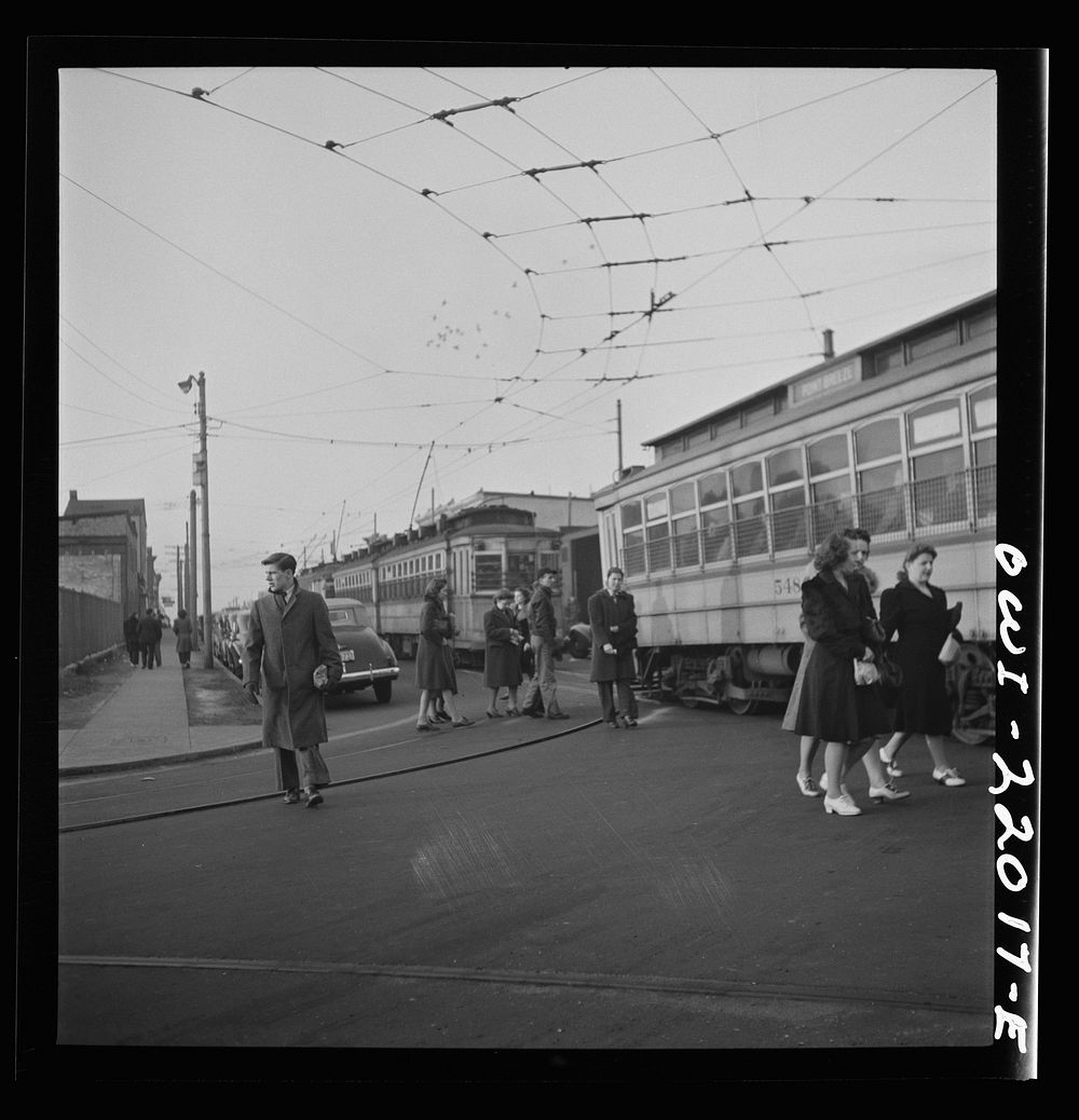 [Untitled photo, possibly related to: Baltimore, Maryland. Workers hurrying to catch a conveyance for work at seven a.m.].…
