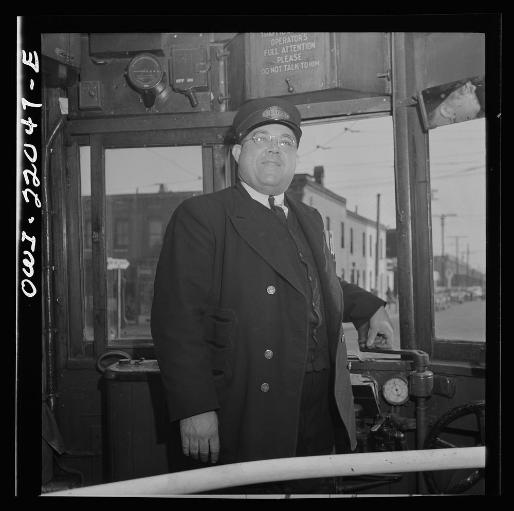 Baltimore, Maryland. Trolley car conductor. Sourced from the Library of Congress.