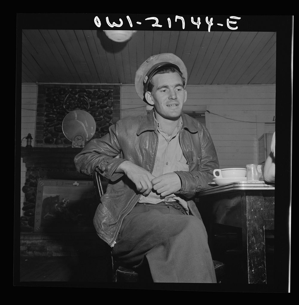 Pearlington, Mississippi. Truck driver at a highway coffee stop on U.S. Highway 90. Sourced from the Library of Congress.