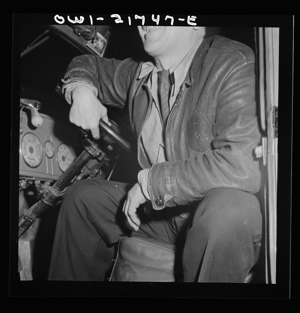 [Untitled photo, possibly related to: Pearlington (vicinity), Mississippi. James Hall, truck driver, enroute to New Orleans…
