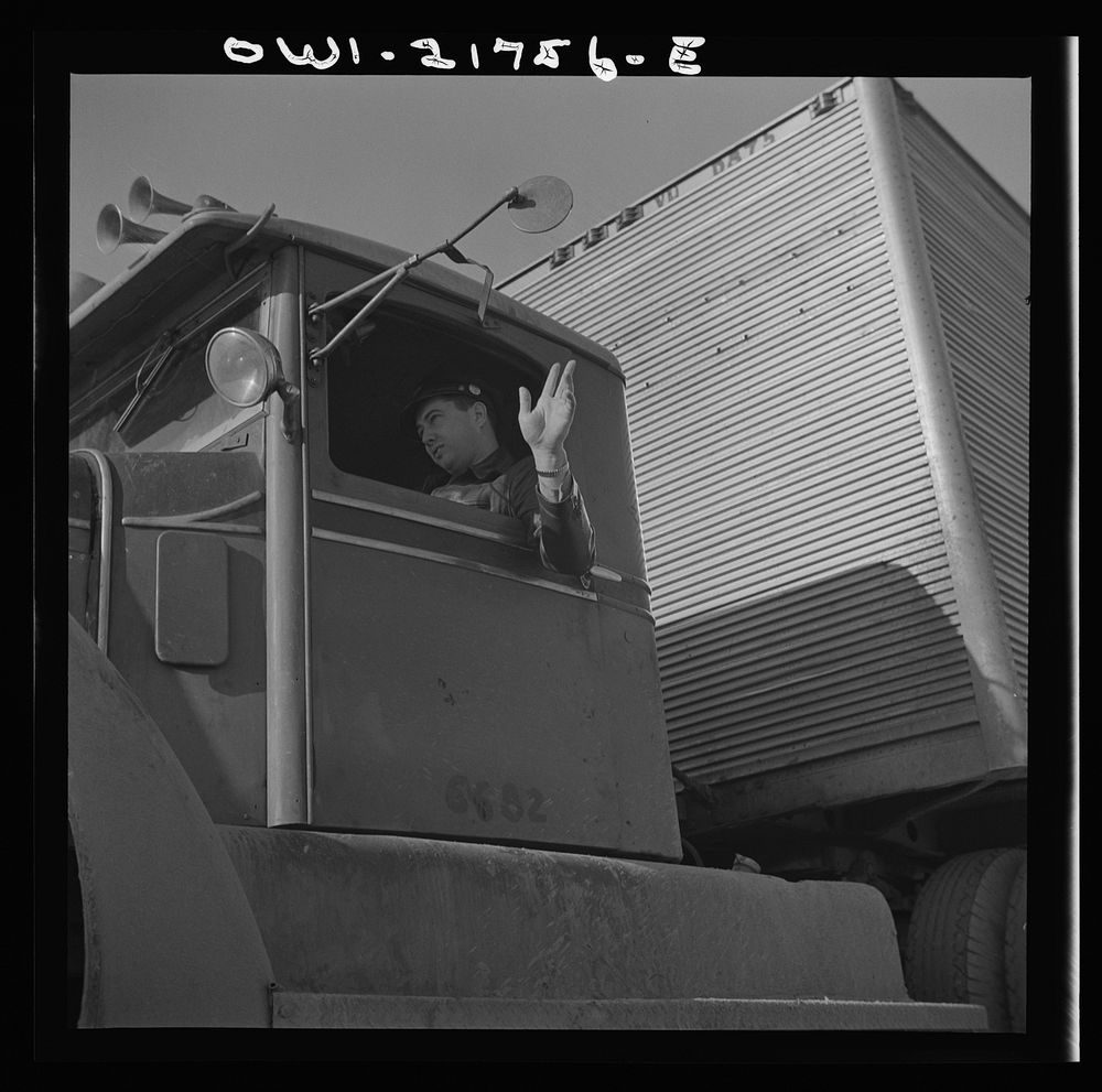 [Untitled photo, possibly related to: Melvin Cash driving a truck to Charlotte, North Carolina on U.S. Highway 29]. Sourced…