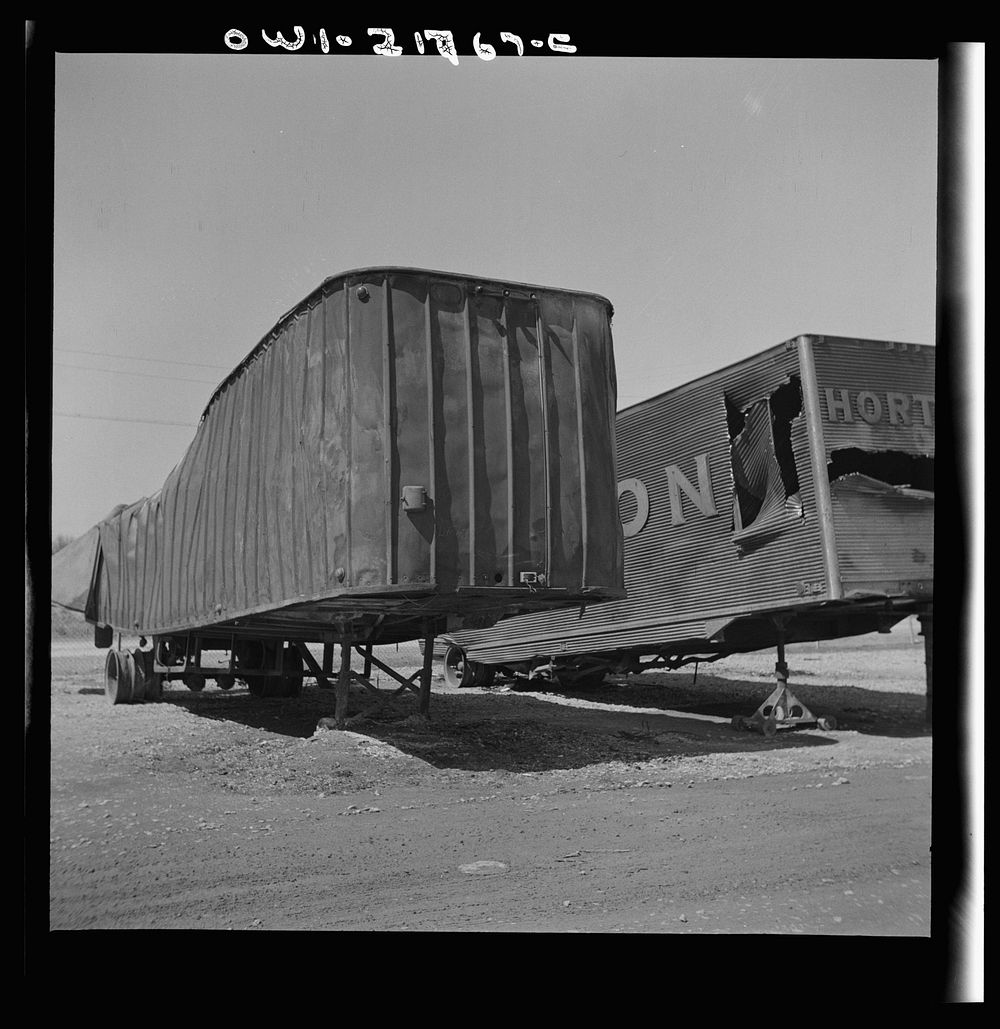 Burlington, North Carolina. Trailers destroyed in a fire at the Associated Transport Company terminal. Sourced from the…